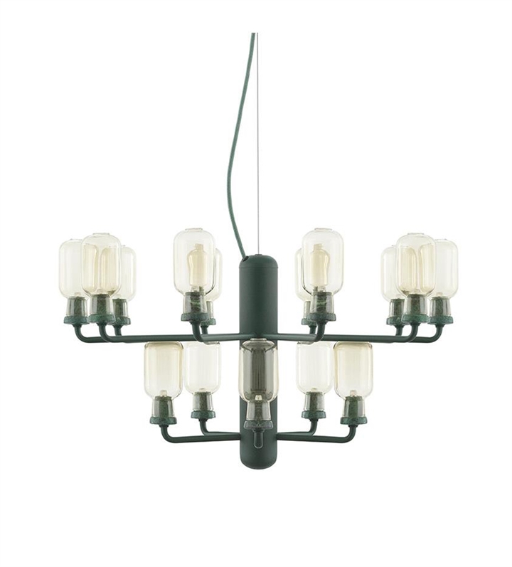 Amp Kroonluchter - Klein, Goud/Groen marmer